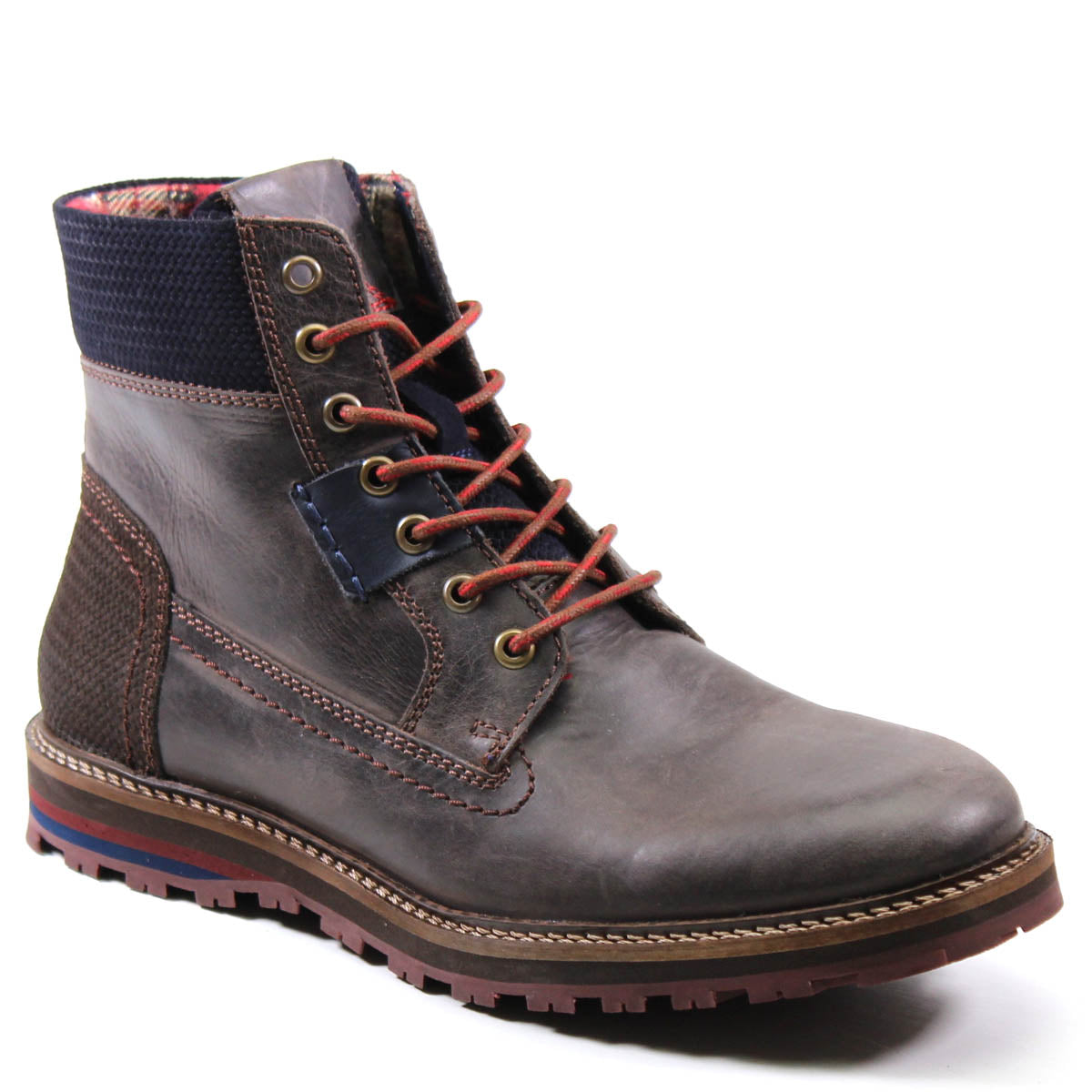 Testosterone Hook One Men's Leather Boot - Dark Brown Navy